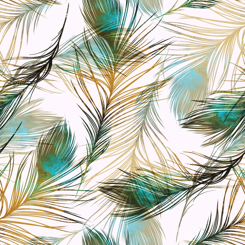 Dakota Fields Peacock Pattern Peel And Stick Wallpaper | Wayfair.ca